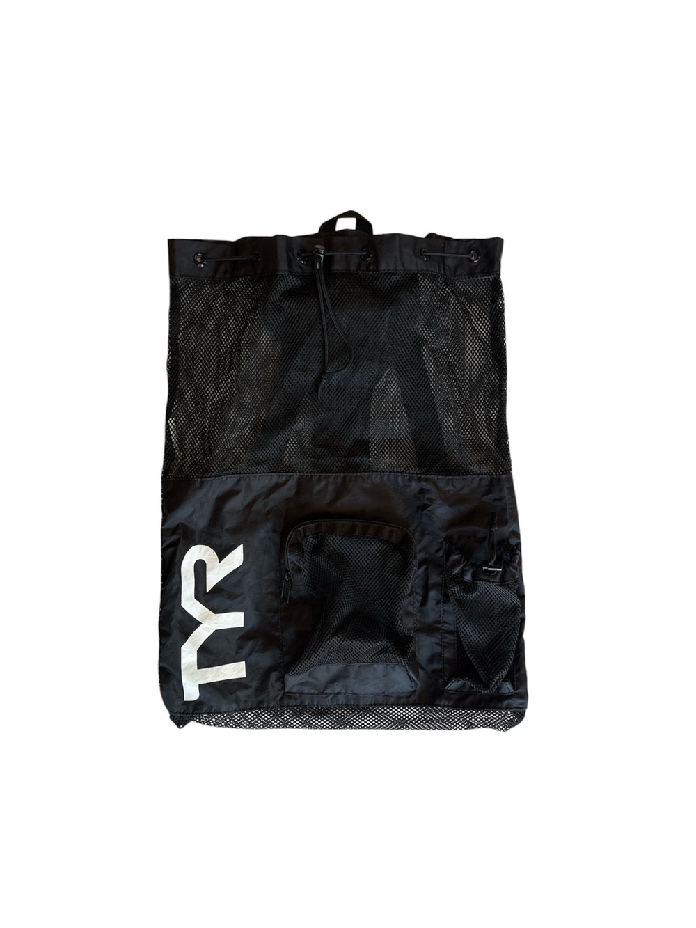 TYR Big Mesh Mummy Black Mesh Gear Backpack Beach Soccer Swim EUC